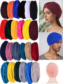 1pc Unisex Turban Headband With Twisted Knot & Pleated Design, Breathable & Lightweight, Classic Solid Color Headwrap, Versatile For Outdoor, Yoga, Sports, Casual Wear