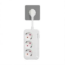 1pc Vertical Compact Schuko Power Strip, 3 German Standard Outlets, 2500W HighPower Extension Cord With One-Touch Switch, Space Saving Desktop Socket ForHome Office - EU E Type Plug(220-240V) - View 16