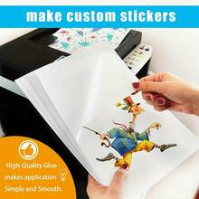 50pcs A4 Size Printable Sticker Paper, Self-Adhesive, Suitable For Crafts, Scrapbooking, Inkjet Printer, Matte White, Back To School, Christmas Stickers - Multicolor - View 5