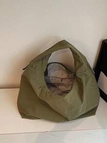 轻便大容量尼龙单肩包。两侧口袋方便收纳物品。简约风格，适合夏季日常使用，可用作通勤包或休闲旅行包。 - 綠色 - 查看 7