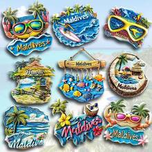 1 件树脂夏威夷马尔代夫檀香山欧胡岛威基基海滩冰箱贴，旅行纪念品家居装饰冰箱贴，送给朋友的创意礼物