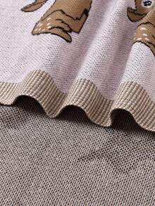 1 件婴儿针织毯，卡通鹿图案，100% 纯棉，婴儿舒适盖毯，适合日常使用 - 白色 - 查看 2