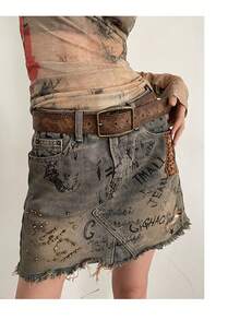 1 pieza Elegante cinturón retro marrón con estampado floral en relieve para damas, adecuado para ceñir la cintura en los vaqueros para un efecto estilizante en otoño, Halloween - Marrón - Ver 13