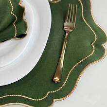Placemat Kit, Embroidered Placemat, Round/Rectangular Table Placemat And Napkins - 莫斯皇室 - 查看 4
