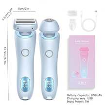 1 Pc 2 In 1 Lady Shaver Bikini Trimmer For Women, Portable Electric Razors Pubic Hair Trimmer Smooth Personal Shave Wet And Dry Use For Underarm Armpit Private Parts Legs Arms