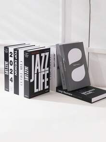 3Pcs Minimalist Faux Book Set, Black White Decorative Books For Home Decor, Hotel Villa Bookshelf Desk Display Prop - Multicolor - View 6