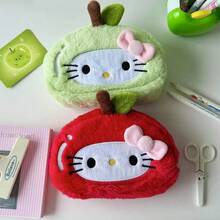 Sanrio 1PC Sanrio Japanese-Style Cute New Apple HelloKitty Cat Pen Case, Plush Transformable Large Stationery Bag, High Appearance Level Storage Bag, Perfect For Beach Vacations, Dates, And Trips. The Cute Design Makes It The Perfect Gift For Family And Friends On Christmas And Birthdays