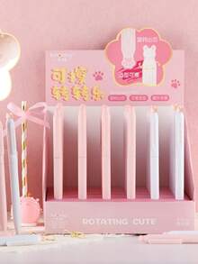 4pcs Cartoon Paw Gel Pens Set Erasable Black Color Ink Rotating Open 0.5mm Ballpoint For Writing Office School