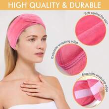SINLAND Spa Headband For Women 3 Counts Adjustable Makeup Hair Band With Magic Tape,Head Wrap For Face Care, Makeup And Sports - 多彩*3 - 查看 3