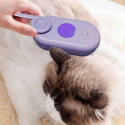Cepillo de aseo para mascotas recargable por USB 3 en 1, quitapelos eléctrico y resistente al agua para gatos