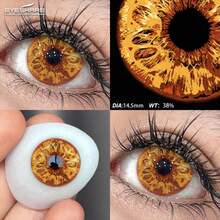 Eyeshare Cosplay Contact Lenses Colored Contact Lenses For Eyes 1 Pair Cosplay Eye Lenses Yearly Blue Lenses Yellow Eye Lenses Halloween Costume Cosplay - HD38-yELLOW - View 3