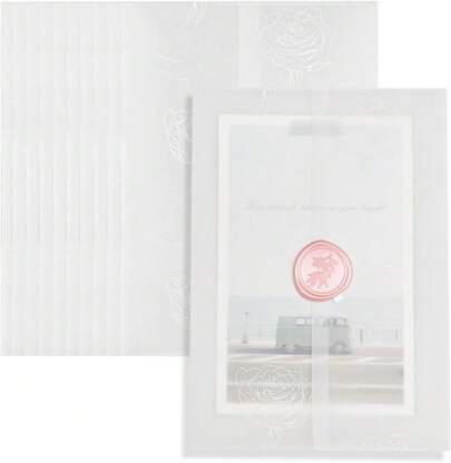 Pilloze 50 Pack Vellum Jackets For 5x7 Invitations - Pre-Folded 115GSM Wedding Invitation Wraps For Wedding, Invitation Cards, Greeting Cards, Baby Shower, Birthday