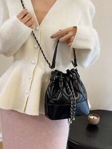 Women Bucket Bag With Chain Strap, Fashion Shoulder Bag Suitable For Shopping, Wallet, Purse, Young Women, College Students, Beginners, White-Collar. Very Suitable For Office, University, Work, Business, Commuting, Outdoor Activities, Travel And Picnic - Black - View 4