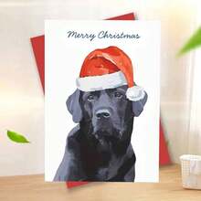 [Black Festive Holiday Design] Charming Black Labrador Christmas Card - Perfect For Family & Friends, Festive Holiday Design, Ideal Gift For Pet Lovers