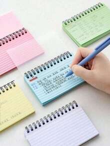 2pcs/1pc Simple Colorful Spiral Notebook, Multifunctional Coil Notebook Candy Color Lined Portable Diary Memo Index Card Creative Notepad, Easy Tear Binding, Pink Blue Green 5 Color Mix, Office Supplies Diary Notebook Student Back To School Stationery, Birthday Thanksgiving Gift, School Prize And Reward