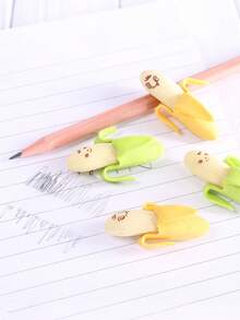 2pcs Banana Expression Erasers, Cartoon Banana Shaped Stationery Erasers For Students - Multicolor - View 1
