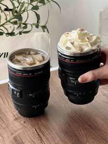 Camera Lens Coffee Mug Interesting And Creative Birthday Gift Portable Gift Cup Creative Camera Lens Cup Camera Lens Shaped Mug Heat-Insulating Summer Insulated Cold Ice Coffee Mug With Lid Insulated Bottle For Outdoor Travel And Camping For Male/Female Students Or Couples Photographers Household Items Outdoor Hiking Black