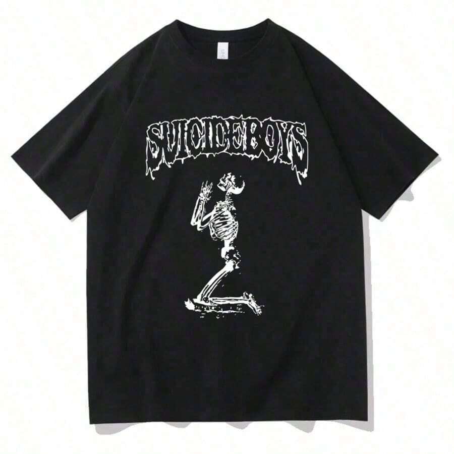 Fashion Suicideboyss G59 Shirt Suicideboy Tour Shirt Suicideboyss Merch American Hip-Hop Round Neck Casual T-Shirt Harajuku - 黑色 - 查看 1