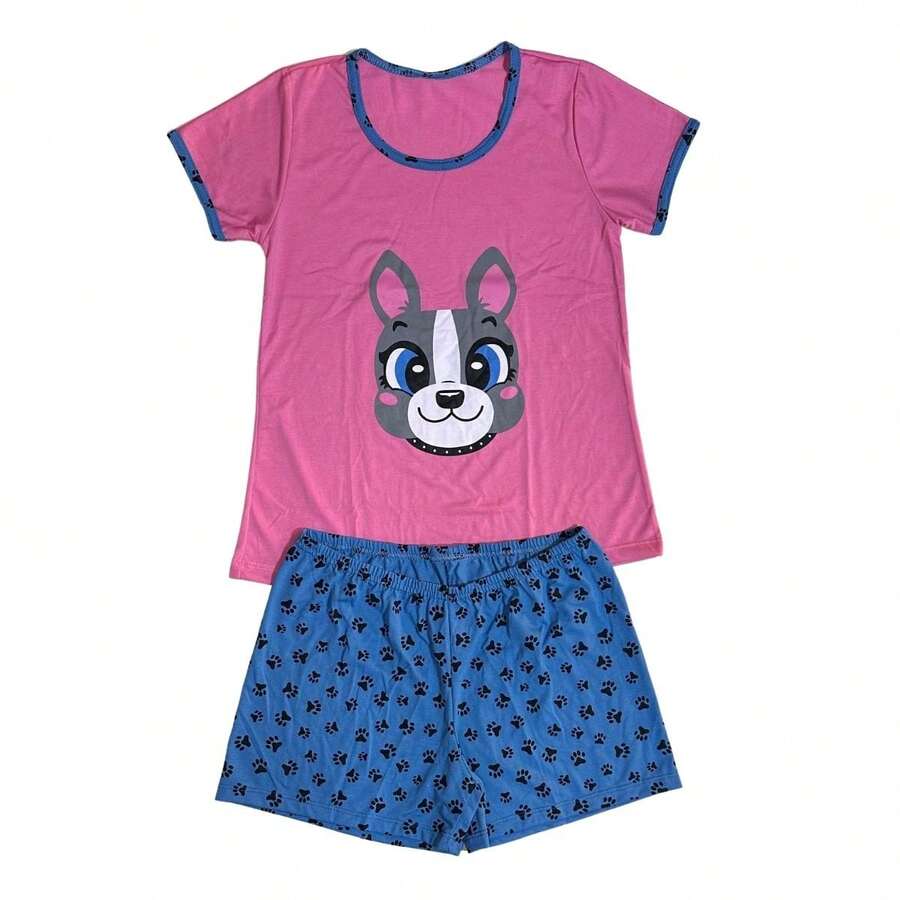 Women's Half Sleeve Baby Doll / Women's Baby Doll / Nightwear - 藕粉色 - 查看 1