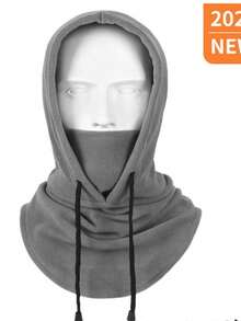 1pc Solid Color Fleece Warm Balaclava, Comfortable Breathable Windproof Face Mask For Autumn/Winter - Multicolor - View 2