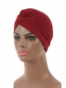 1pc Unisex Turban Headband With Twisted Knot & Pleated Design, Breathable & Lightweight, Classic Solid Color Headwrap, Versatile For Outdoor, Yoga, Sports, Casual Wear