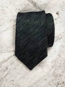 Luxury Men's Skinny Ties Polyester Silk Solid Polka Dot Striped Check Skinny Jacquard Groomsman Tie - 黑與白 - 查看 1