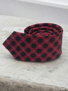 Luxury Men's Skinny Ties Polyester Silk Solid Polka Dot Striped Check Skinny Jacquard Groomsman Tie - 深紫色 - 查看 3