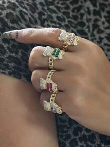 1 Peça Anel Colar Pingente de Urso Cartoon Fofo e Cintilante - Joia Animal Requintada - Para Meninas - Presente Perfeito para Amigos