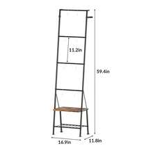Blanket Ladder With Shelf, Blanket Rack Stand For Living Room, Standing Towel Racks For Bathroom, Freestanding Blanket Holder Rack With Shelf, Rustic Brown - 棕色 - 查看 4