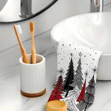 1pc/2pcs/100pcs Christmas Tree Printed Pattern Kitchen Towels And Dishcloths, Suitable For Interior Decoration In Restaurants, Kitchens, Bathrooms, Party Decoration, Holiday Gifts, And Can Be Given As Christmas Gifts