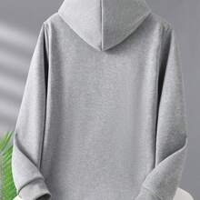 White Men's Heavy Hooded Sweatshirt - Fitness And Casual Winter Wear, Front Pocket, Long Sleeve Sports Pullover Sweatshirt, Navy/Red/White/Black/Gray/Beige, Machine Wash Training Clothing. Geometric Pattern Printed, Hooded Design Is Suitable For Outdoor Activities And Everyday Wear. Regular Fitted With Drawstring Hood For Autumn And Winter, Ideal For Fitness And Leisure Travel, Durable Fabrics, High-Quality Stitching - Black - View 10