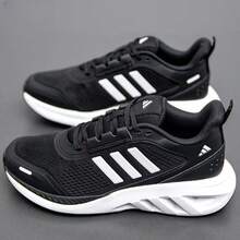 Adidas 阿迪達斯男女同款中性2025年新款休閒鞋網面舒適輕便避震運動鞋跑步鞋 - 黑色 - 查看 2