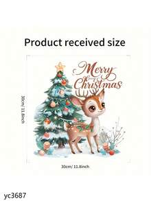 1 pièce Autocollant de fenêtre de renne de Noël festif - PVC, auto-adhésif, design de dessin animé classique avec scène enneigée et accents de houx, idéal pour la décoration de la maison et les cadeaux de Noël, décoration de Noël