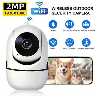 1 件/2 件 1080P 智能安全摄像头，2.4G WiFi 婴儿监视器，适用于婴儿/老人/宠物/保姆的无线室内家庭安全摄像头，云和 SD 卡存储，AI 运动检测，红外夜视，双向音频，移动警报，记录家庭情况以保护家人和朋友