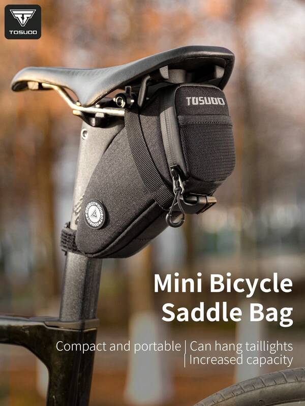 TOSUOD TOSUOD Large Capacity Bicycle Saddle Bag - Black, Reflective Wear-Resistant Fabric, Adjustable Shoulder Strap, Multi-Compartment Design Suitable For Road And Mountain Bikes, Fashionable Bicycle Accessory | Durable Mountaineering Buckle, Bicycle Accessory