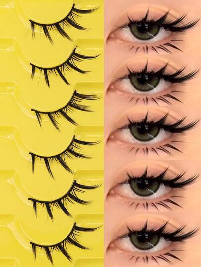 6/7对猫眼睫毛天然假睫毛3D仿貂皮柔软动漫睫毛角色扮演浓密睫毛延长