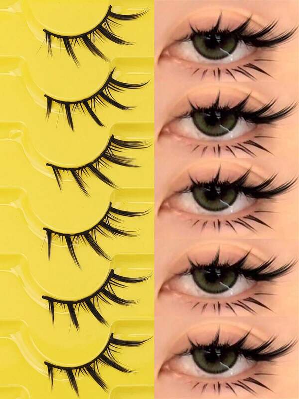 6/7对猫眼睫毛天然假睫毛3D仿貂皮柔软动漫睫毛角色扮演浓密睫毛延长