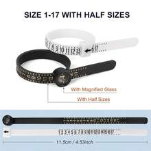 Ring Sizer Measuring Tool Kit, Ring Mandrel Measurer, 27 PCS Premium Steel Measuring Ring Tool, US Ring Size 0-13, 2 PCS Reusable Finger Size 1-17 USA Rings Size With Magnified Glass