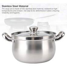 Olla de Acero Inoxidable de 24cm, Olla para Sopa, a Prueba de Derrames, con Tapa de Vidrio de Doble Asa para Utensilios de Cocina - 1 - Ver 9