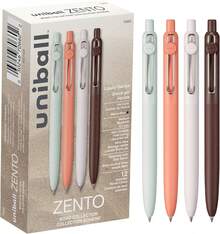 Uniball Zento - Bolígrafos retráctiles de de gel líquido, punta media (0.mm), barriles bohemios, negra, docena - 1 - Ver 8