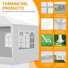 Carpa Toldo Espaciosa 3x9M con Paredes Laterales Extrables, Tienda de Impermeable para Eventos en el Patio y Jardn Blanco - Blanco - Ver 3