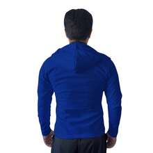 Chamarra Antifluidos Caballero dos bolsillos al frente bolsa en pecho gorro temporada invierno cierre frontal largo - Azul Cadete - Ver 5