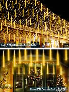 Outdoor Christmas Lights Meteor Shower Lights 8 Tubes 192/288LED Snow Falling Rain Drop Light -IP65 Waterproof, Dripping Icicle String Light For Christmas Tree Decorations Xmas Wedding Party, Blue,Multicolor,Warm White,White - Solar Led String Light - View 12