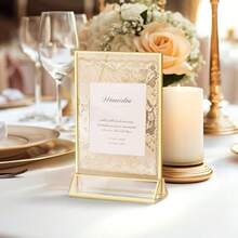 3/6/12 Pack Acrylic Gold Sign Holder, 4x6 Inch/5x7 Inch Tabletop Gold Picture Frames, Clear Double Sided Menu Holder, Wedding Table Numbers Picture Frames, Photo Displays For Events And Decor (Gold) - Gold-4x6 Inch - 查看 5