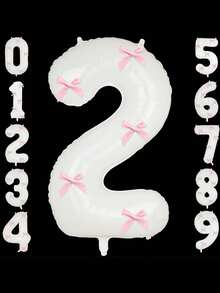Balões metalizados brancos com números de 0 a 9, 81 cm (32 polegadas), com laço rosa. Ideais para festas de aniversário, Dia dos Namorados, aniversários de casamento, Natal e Ano Novo. - Branco - Ver 14