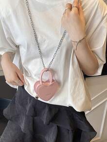 Children's Cross-Body Shoulder Bag, Heart-Shaped Earphone Bag, Fashion Bag, Mini Coin Purse, One-Piece