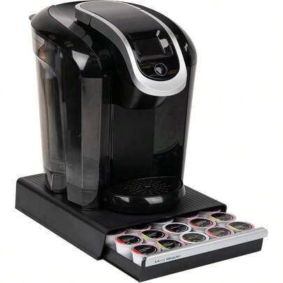 POJAK  Single Serve Coffee Pod Drawer 30 Pod Capacity Countertop Organizer 10.5"L X 12.75"W X 2.5"H Black