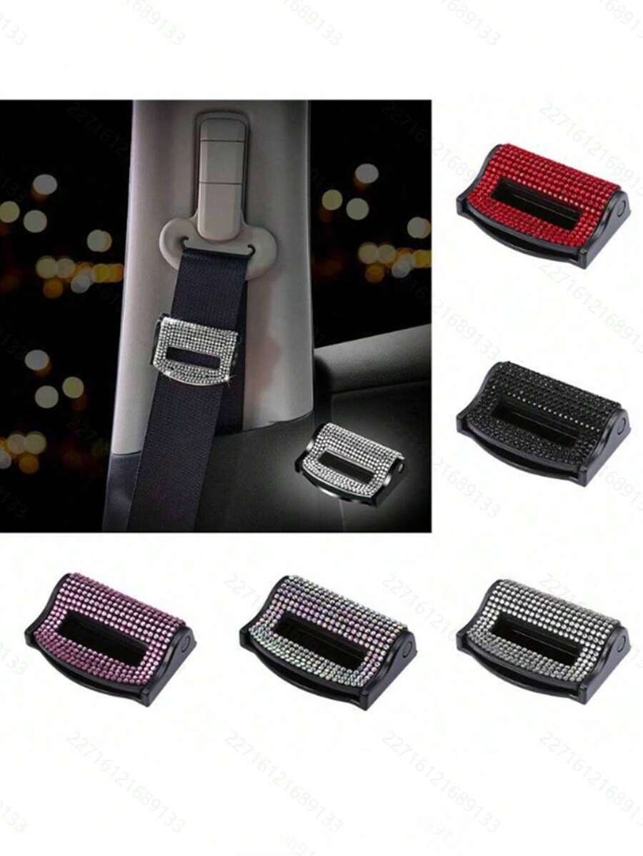 1 Piece Of Car Seat Belt Buckle With Diamond Inlay, Universal Car Seat Belt Fastener, Full Diamond Car Seat Belt Clip - Multicolor - View 1