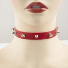 Collar Ladies Punk Spikes Rivets Leather Collar European American Necklace Cosplay Goth Rock Neck Chain Leather Chain - trắng - Xem 4