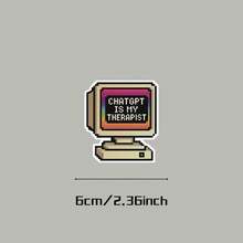 復古 Chat GPT Is My Therapist 乙烯基貼紙 - 幽默 AI 心理治療貼紙，心理健康意識，防水耐用，適用於筆記本電腦、汽車、平板電腦及更多學校用品 - 彩色 - 查看 4